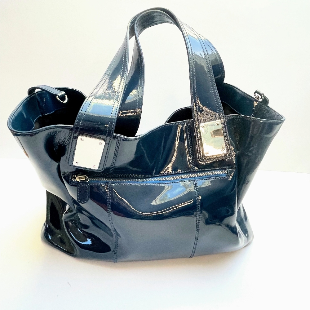 Presa Blue Patent Leather Tote